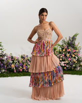 BLUSH FLORAL TIERED GOWN