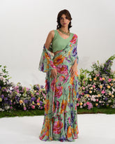 MINT BLOOM RUFFLE SAREE