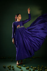 EMBROIDERED TIGER SILK BLEND DRESS