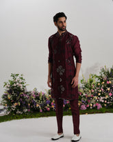 Burgundy kurta mirror work