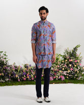 Lavender kurta with waist coat