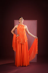 SAFFRON BREEZE FLOWY GEORGETTE TOP AND PANTS