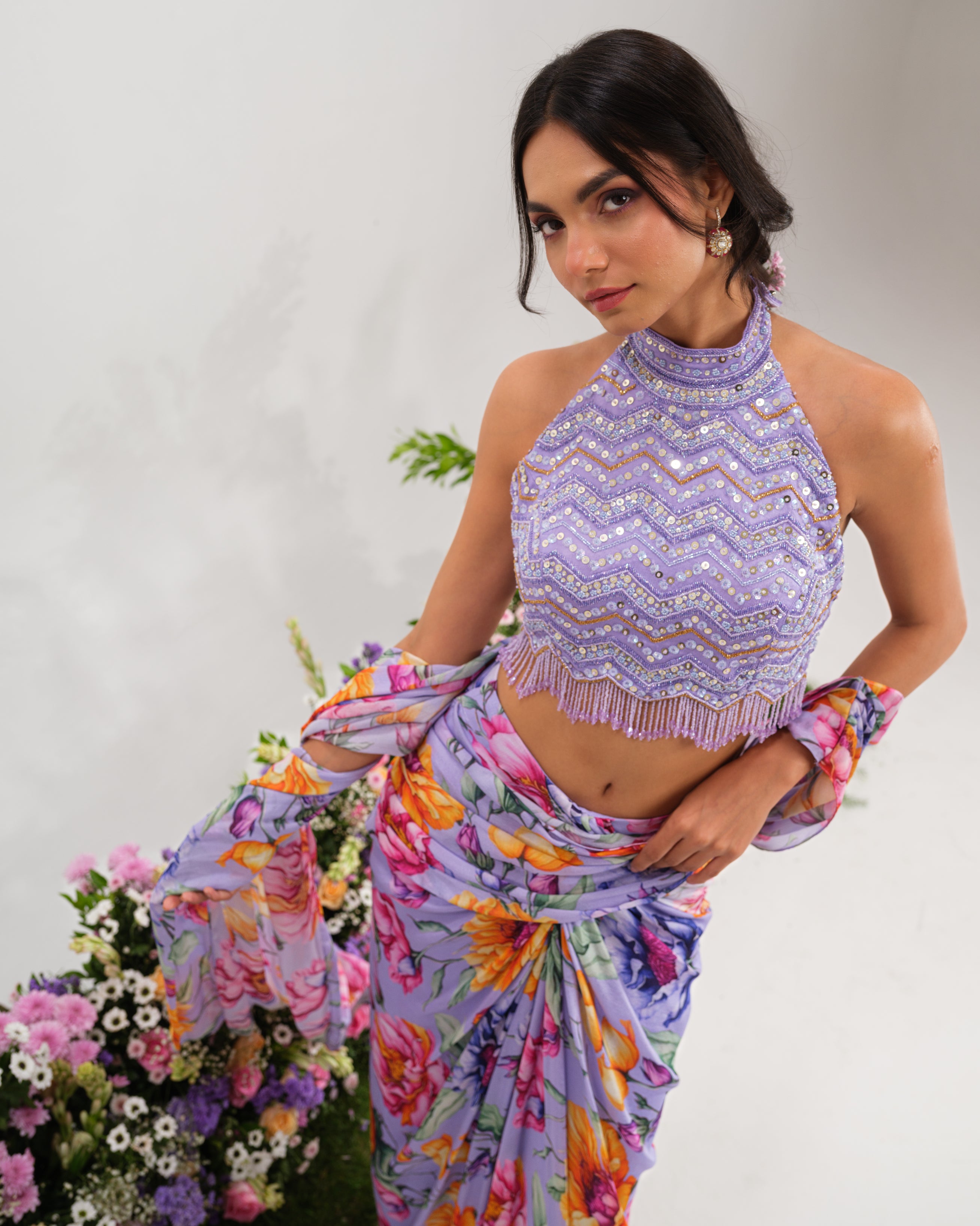 LAVENDER DREAMS DRAPE SAREE
