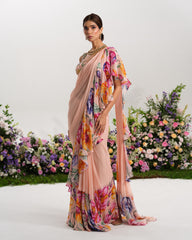 BLUSH BLOOM RUFFLE SAREE