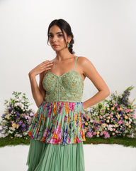 Mint Floral Tiered Gown