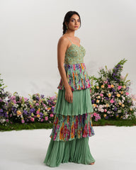 Mint Floral Tiered Gown