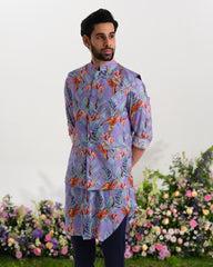 ⁠Lavender kurta with waist coat