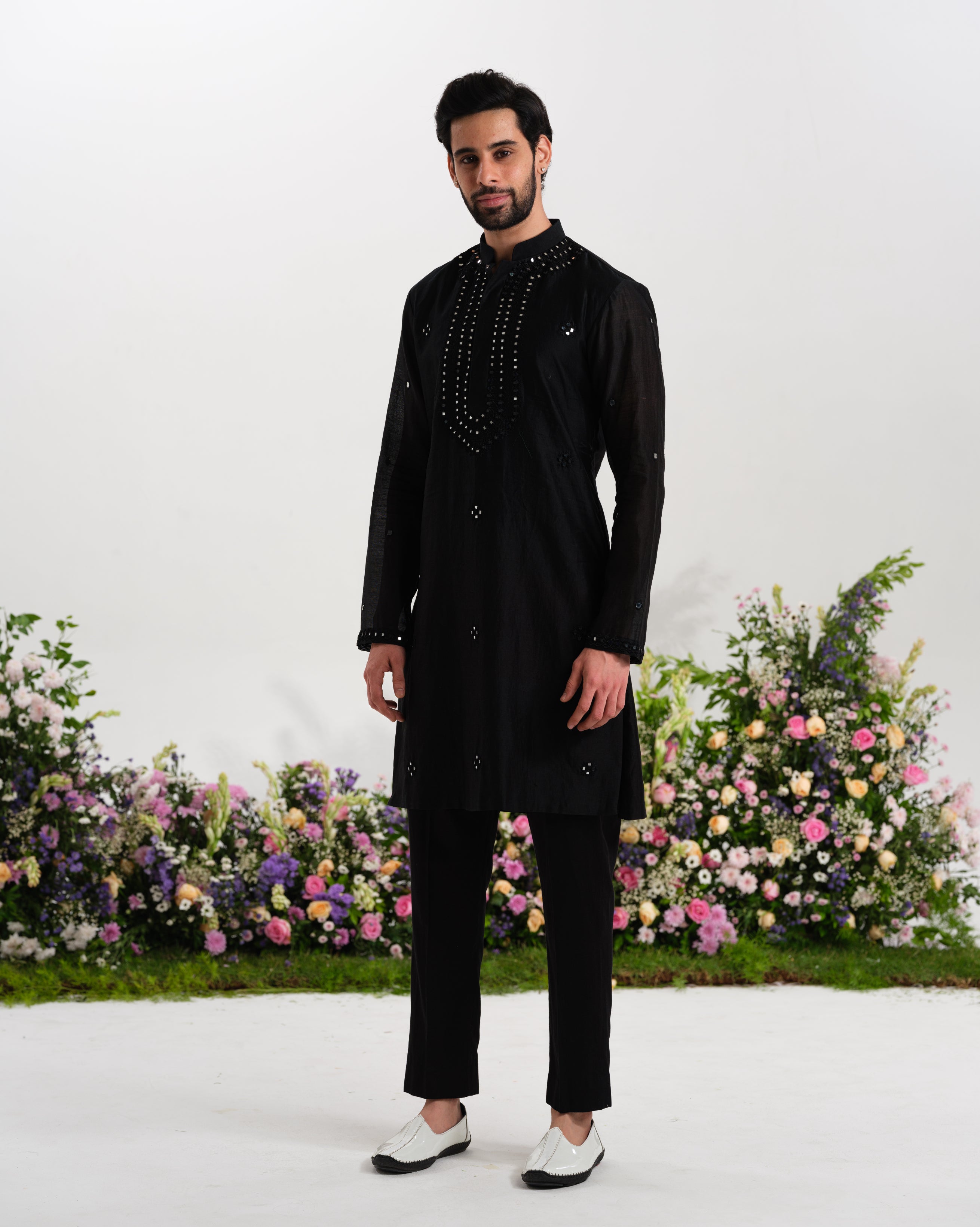 Black kurta mirror work