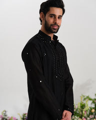 Black kurta mirror work