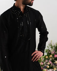 Black kurta mirror work