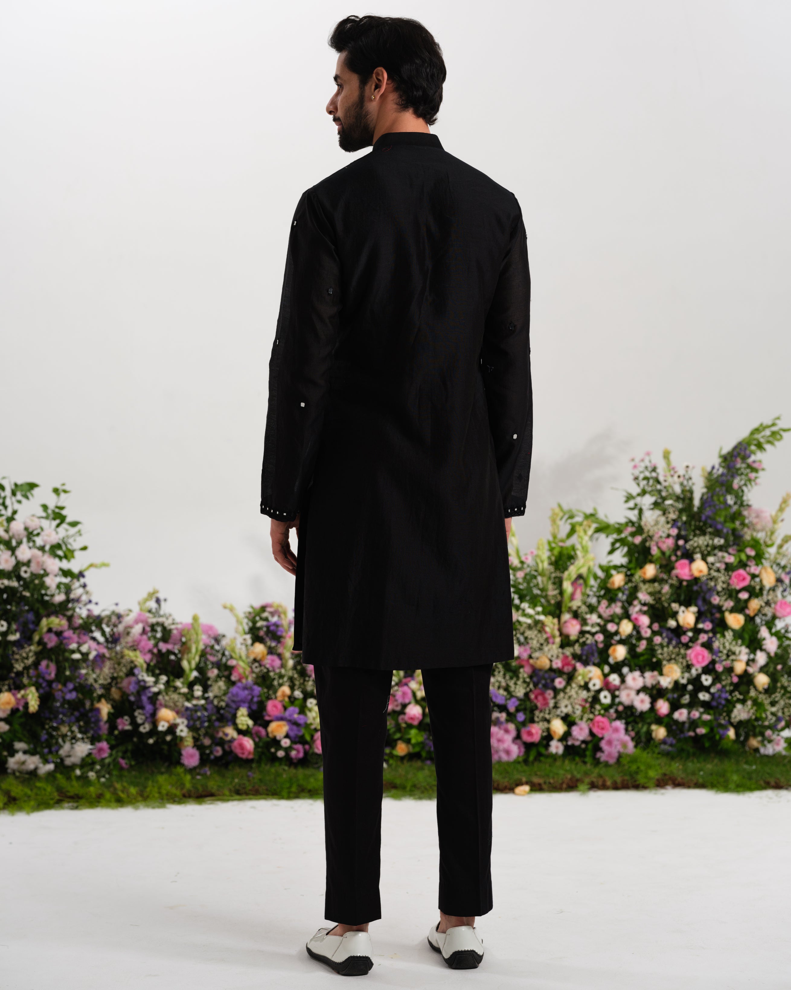 Black kurta mirror work