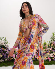 FLORAL REVERIE RUFFLE SAREE