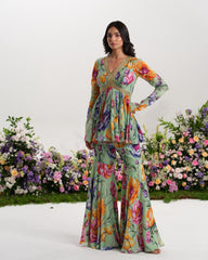 MINT BLOSSOM PEPLUM SET