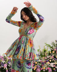 MINT BLOSSOM PEPLUM SET