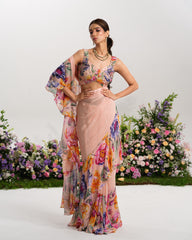 BLUSH BLOOM RUFFLE SAREE