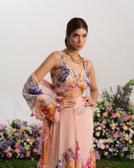 BLUSH BLOOM RUFFLE SAREE