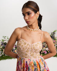 BLUSH FLORAL TIERED GOWN