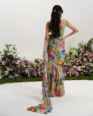MINT BLOOM RUFFLE SAREE