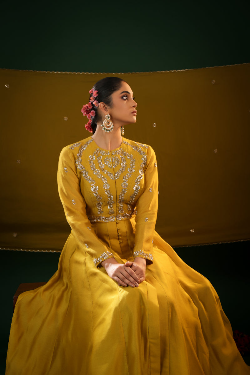 MUSTARD MELLOW ANARKALI SET