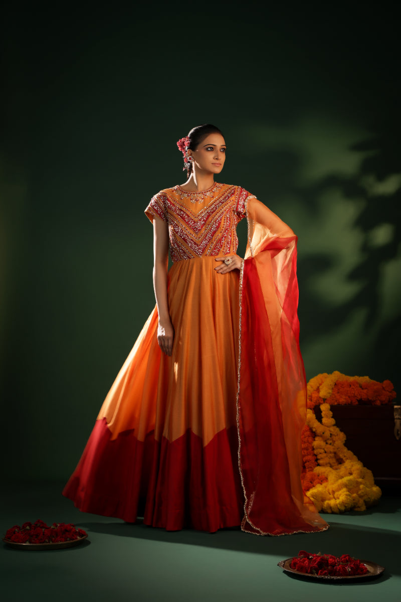 AMBER FLAME ANARKALI SET