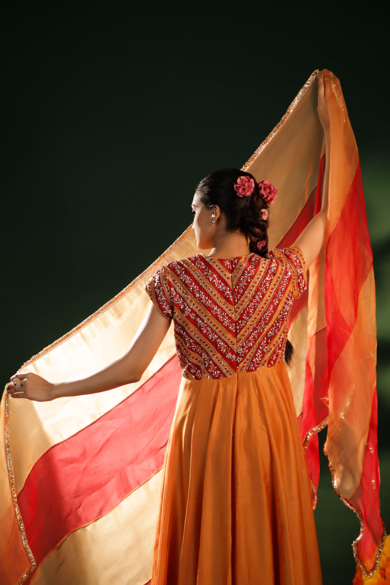 AMBER FLAME ANARKALI SET