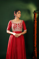 MUTED MAROON ANARKALI SET