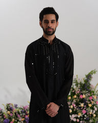 Black kurta mirror work