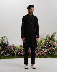 Black kurta mirror work