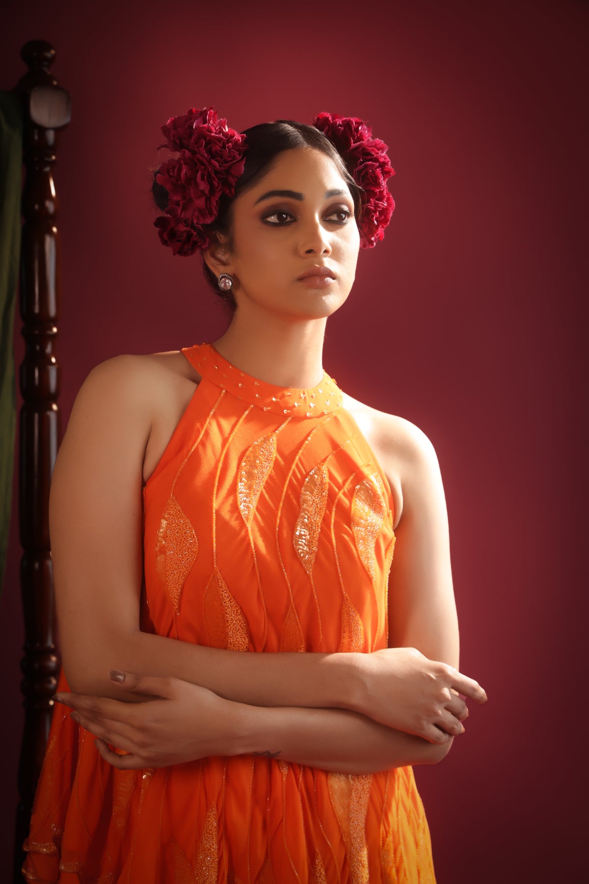 SAFFRON BREEZE FLOWY GEORGETTE TOP AND PANTS