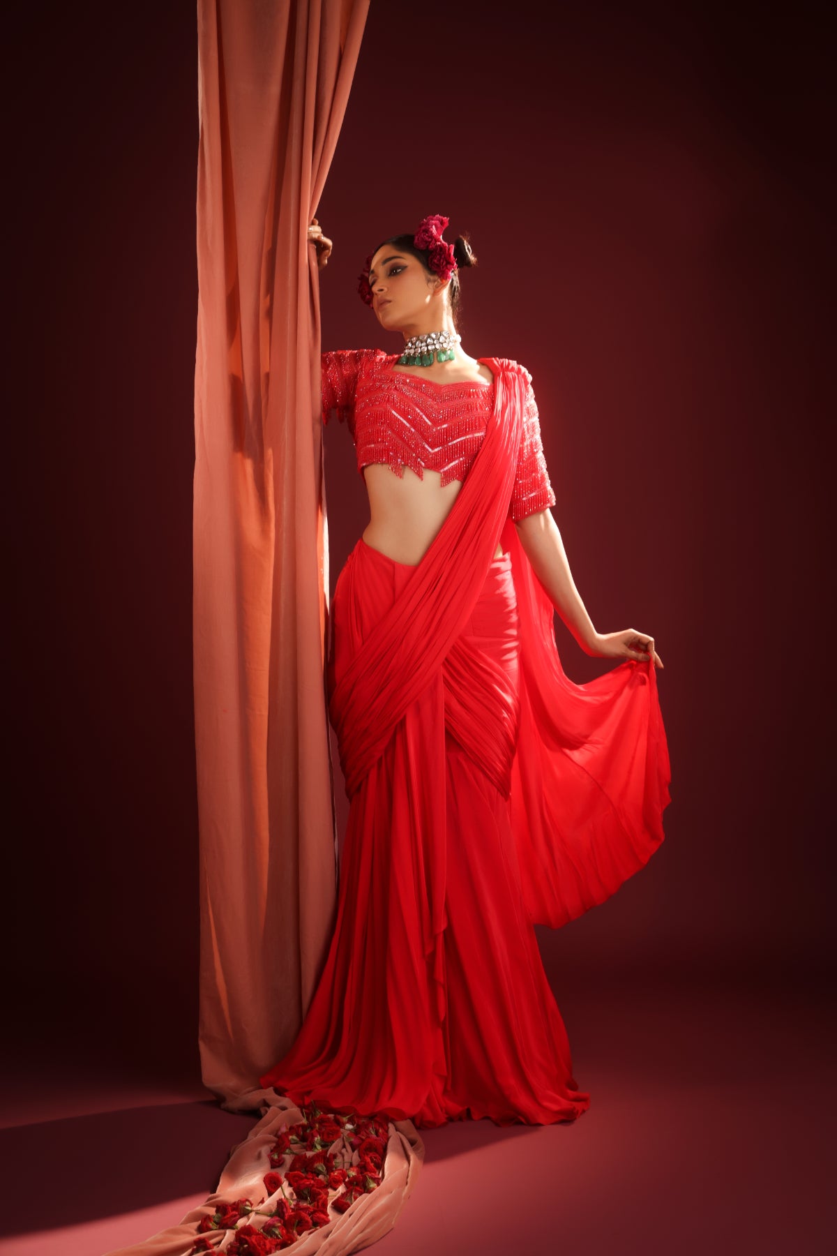 SCARLET ALLURE SEQUIN SAREE SET