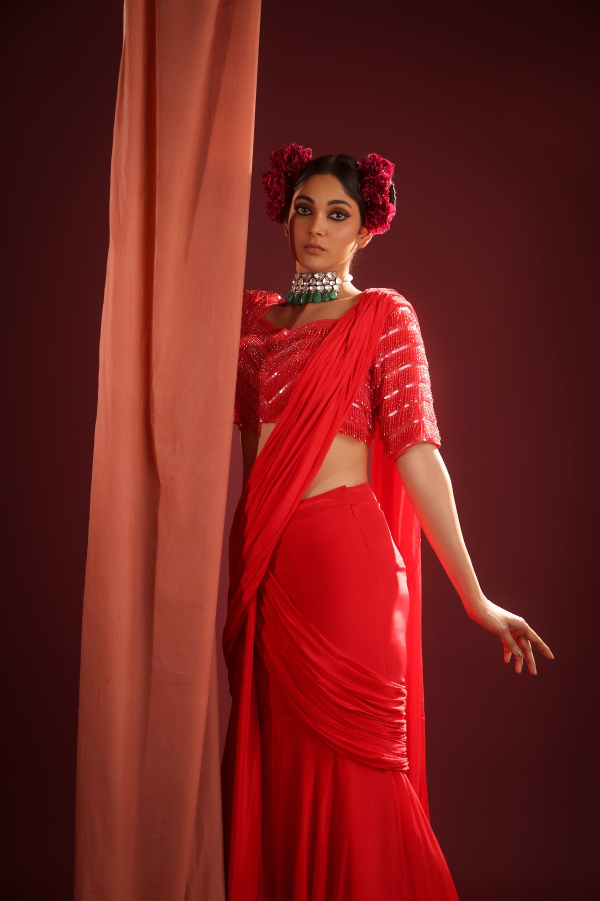 SCARLET ALLURE SEQUIN SAREE SET