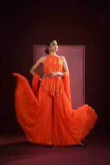 SAFFRON BREEZE FLOWY GEORGETTE TOP AND PANTS