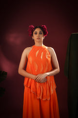 SAFFRON BREEZE FLOWY GEORGETTE TOP AND PANTS