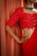 SCARLET ALLURE SEQUIN SAREE SET